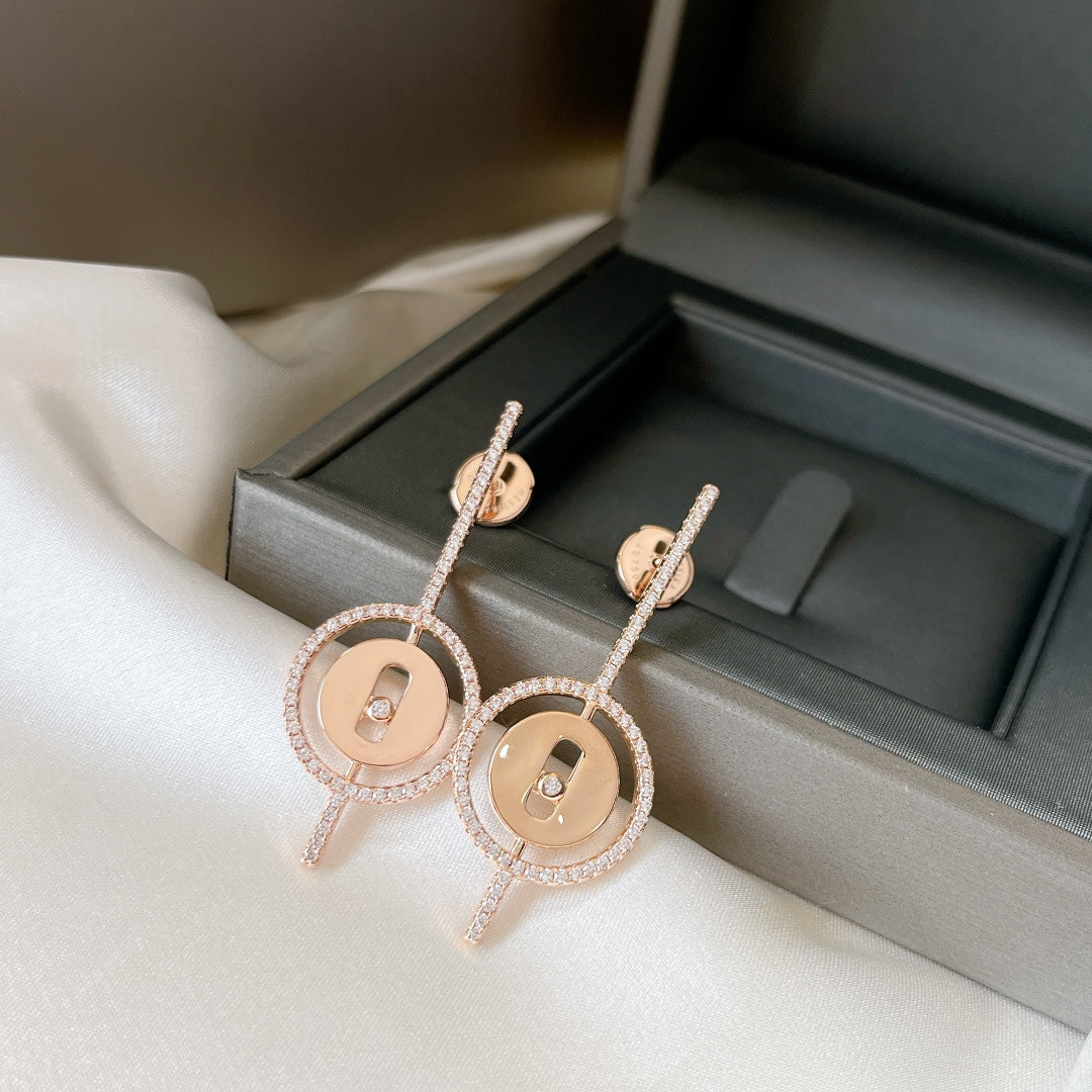 [⭐Sparkve]Demo MOVE ARROW PINK GOLD DIAMOND EARRINGS