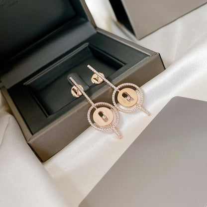 [⭐Sparkve]Demo MOVE ARROW PINK GOLD DIAMOND EARRINGS