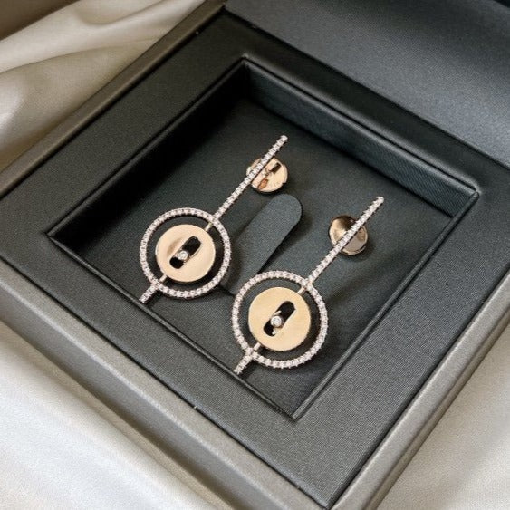 [⭐Sparkve]Demo MOVE ARROW PINK GOLD DIAMOND EARRINGS