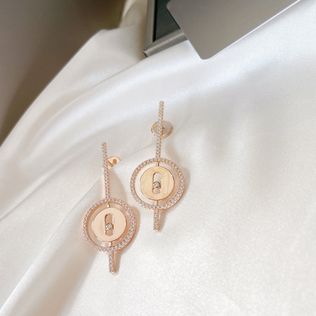 [⭐Sparkve]Demo MOVE ARROW PINK GOLD DIAMOND EARRINGS