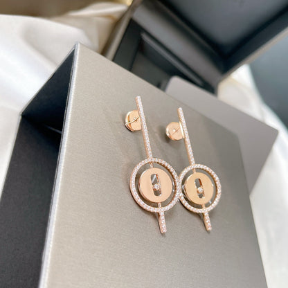 [⭐Sparkve]Demo MOVE ARROW PINK GOLD DIAMOND EARRINGS