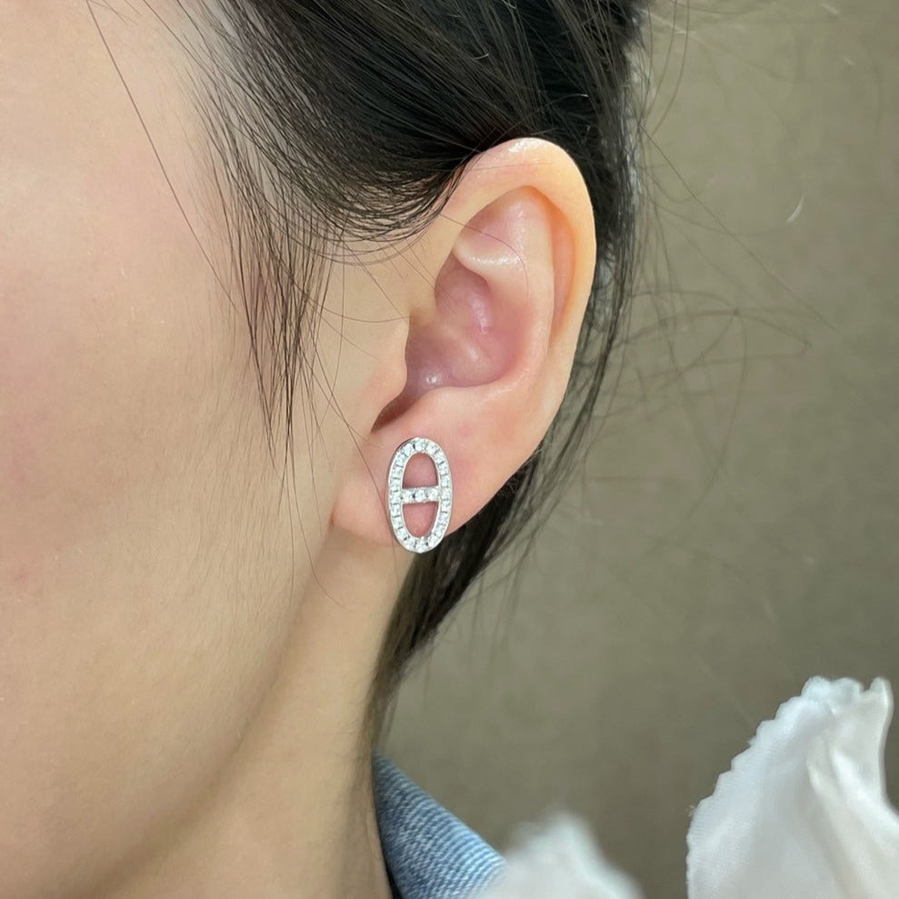 [⭐Sparkve]HM FULL DIAMOND PIG NOSE STUD EARRINGS