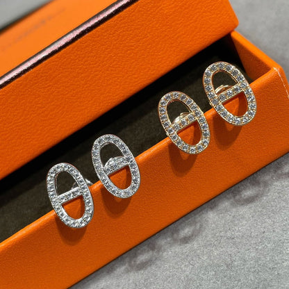 [⭐Sparkve]HM FULL DIAMOND PIG NOSE STUD EARRINGS