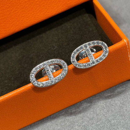 [⭐Sparkve]HM FULL DIAMOND PIG NOSE STUD EARRINGS