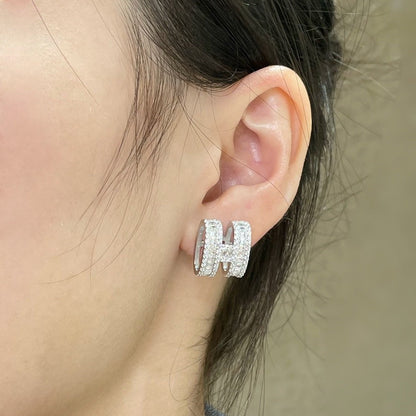 [⭐Sparkve]H STUD EARRINGS WITH SILVER DIAMONDS