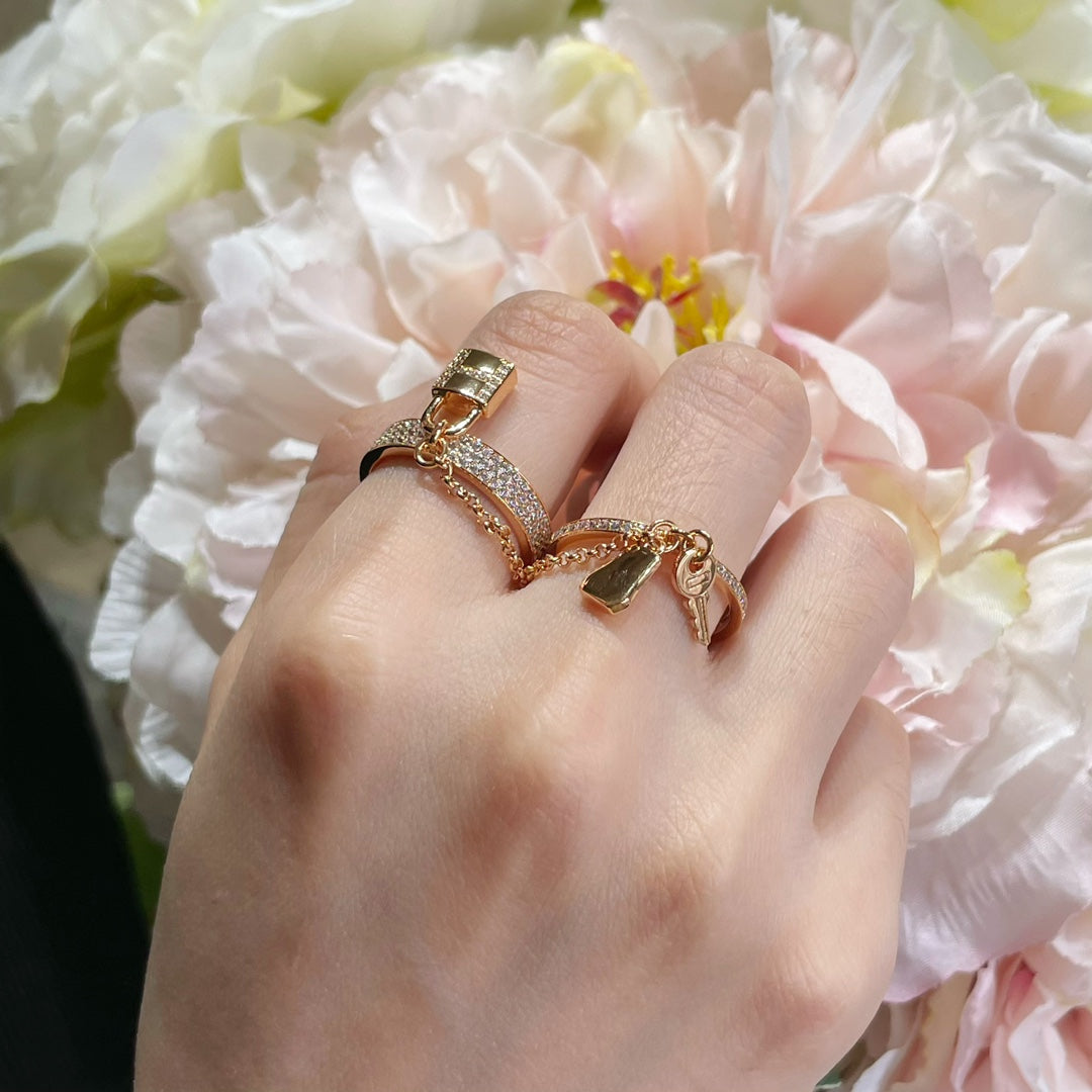 [⭐Sparkve]HM KELLY CLOCHETTE DOUBLE RING IN  WITH DIAMONDS