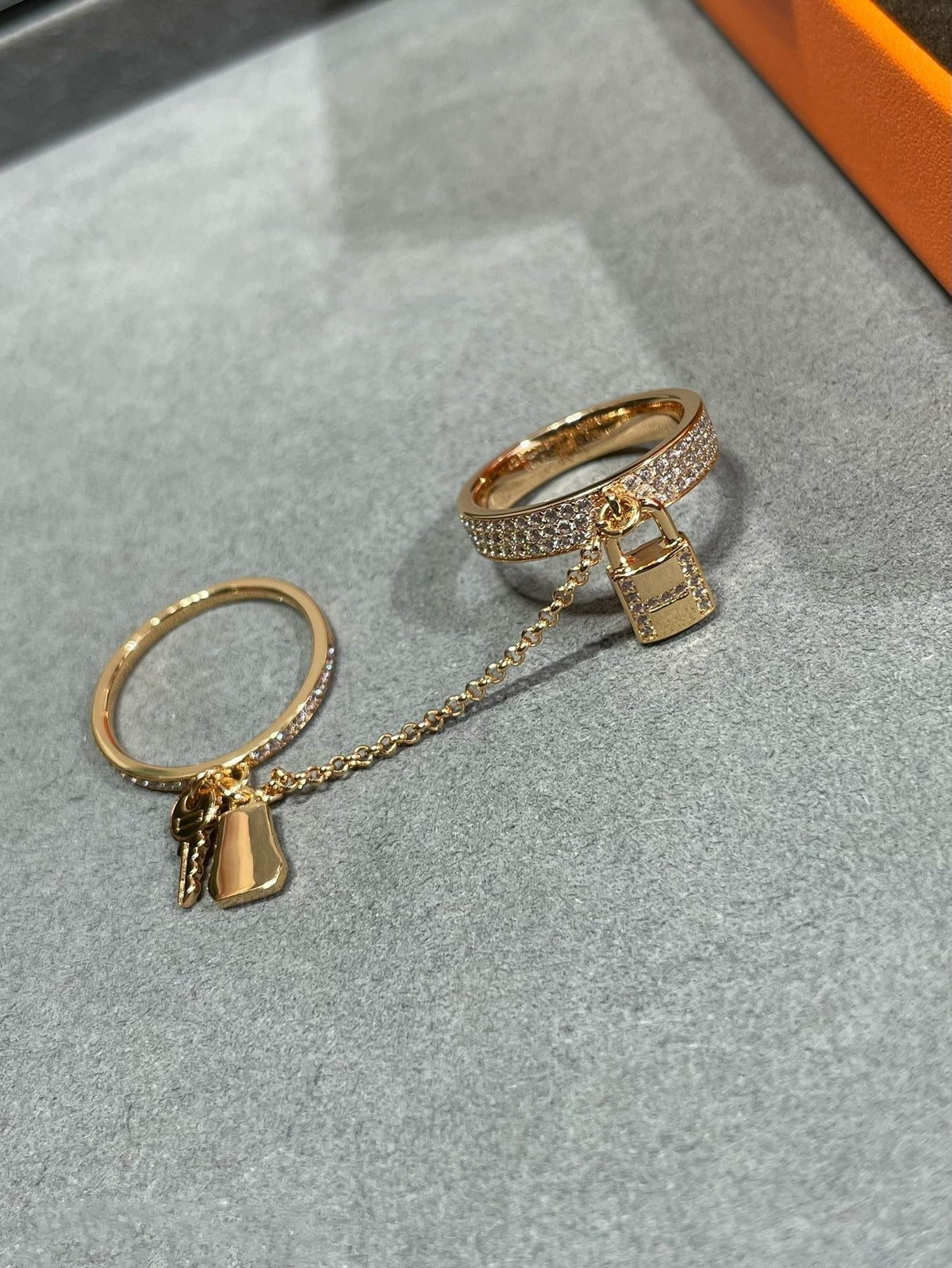 [⭐Sparkve]HM KELLY CLOCHETTE DOUBLE RING IN  WITH DIAMONDS