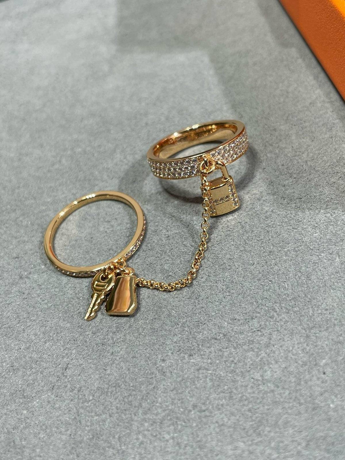 [⭐Sparkve]HM KELLY CLOCHETTE DOUBLE RING IN  WITH DIAMONDS