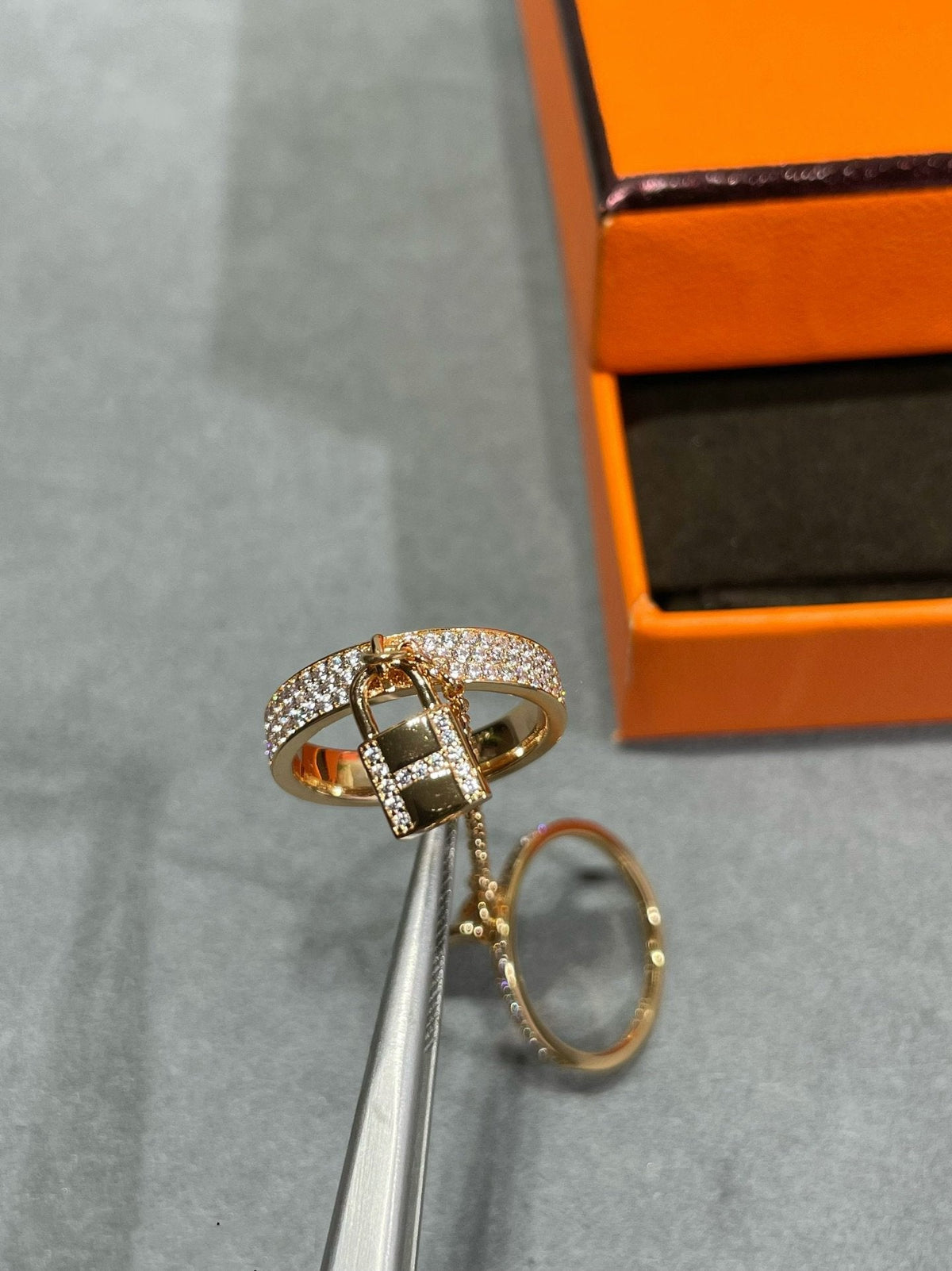 [⭐Sparkve]HM KELLY CLOCHETTE DOUBLE RING IN  WITH DIAMONDS