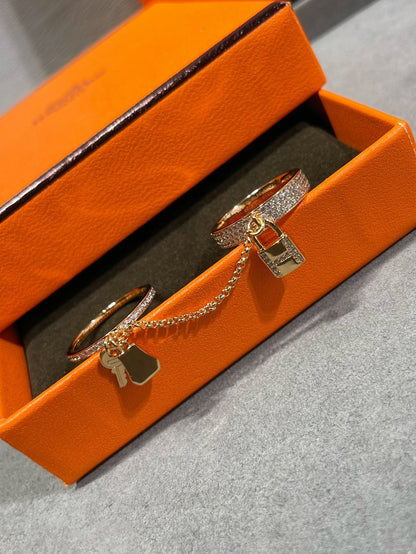 [⭐Sparkve]HM KELLY CLOCHETTE DOUBLE RING IN  WITH DIAMONDS