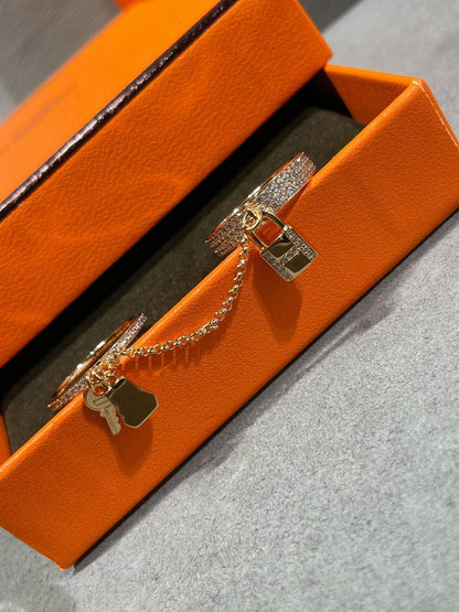 [⭐Sparkve]HM KELLY CLOCHETTE DOUBLE RING IN  WITH DIAMONDS