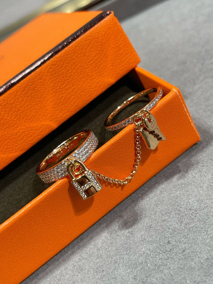[⭐Sparkve]HM KELLY CLOCHETTE DOUBLE RING IN  WITH DIAMONDS