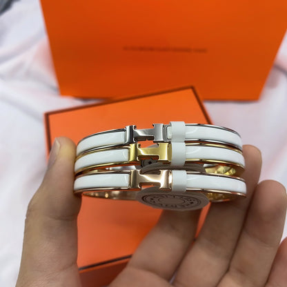 [⭐Sparkve]CLASSIC HM CLIC WHITE 8MM ENAMEL BRACELET