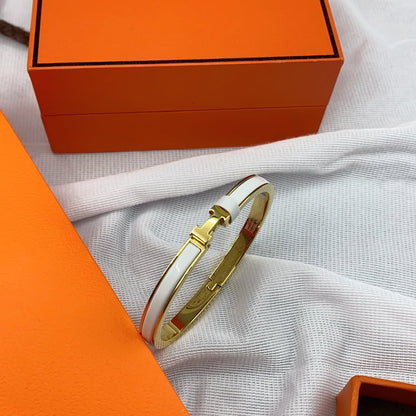 [⭐Sparkve]CLASSIC HM CLIC WHITE 8MM ENAMEL BRACELET