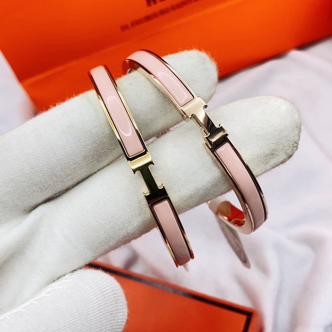 [⭐Sparkve]CLASSIC HM CLIC  PINK 8MM ENAMEL BRACELET