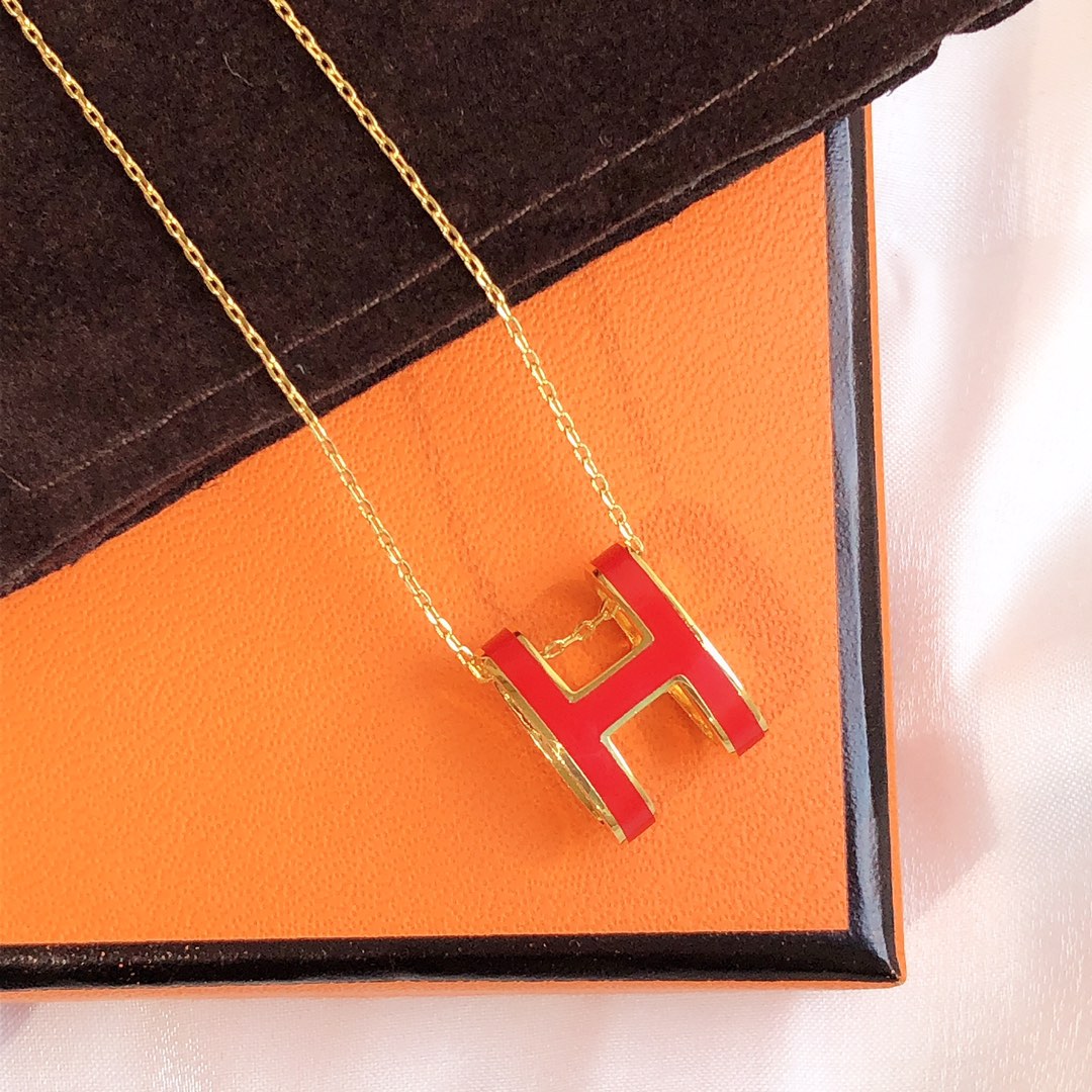 [⭐Sparkve]HM CLIC RED ENAMEL GOLD NECKLACE