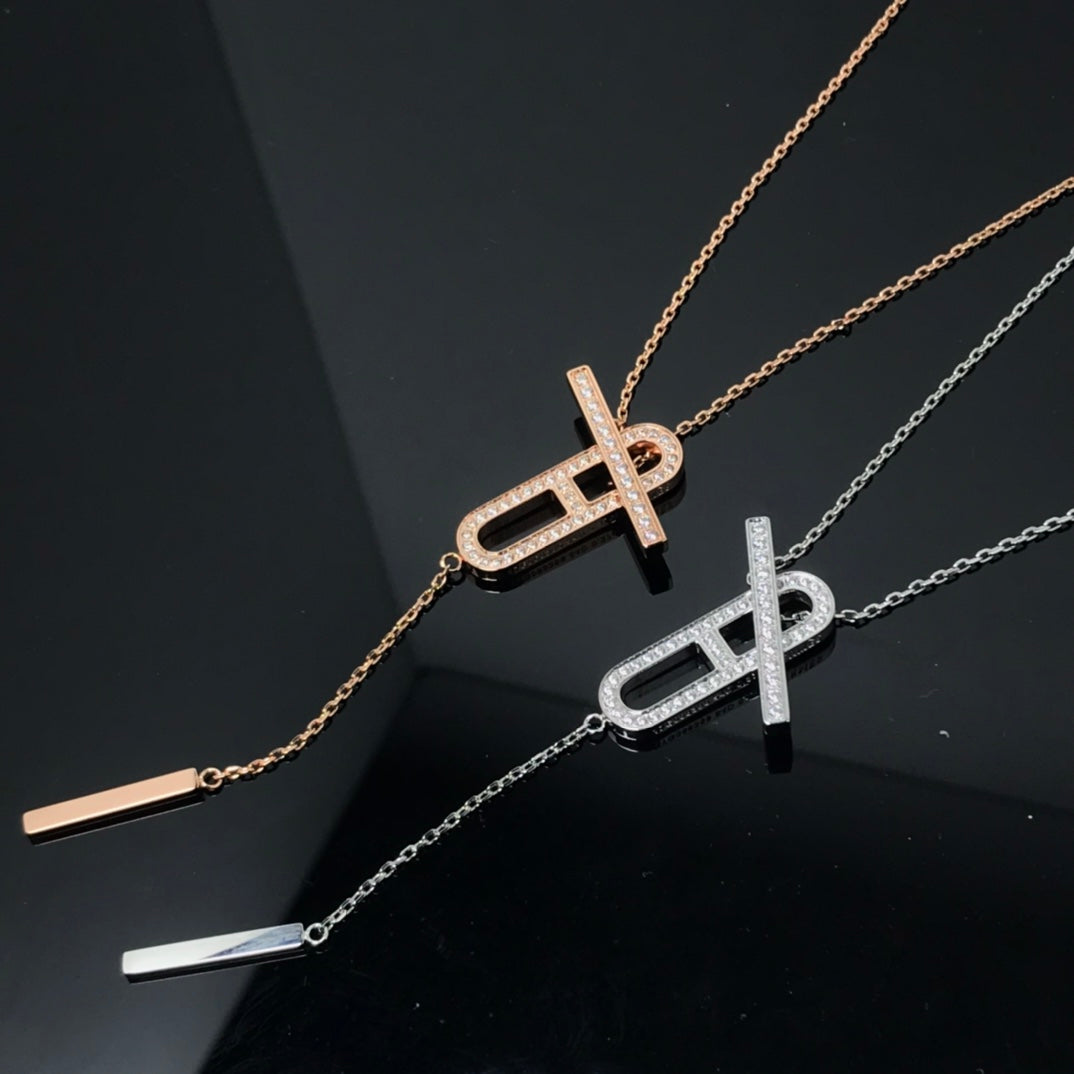 [⭐Sparkve]HM NECKLACE PLATINUM ROSE GOLD DIAMOND