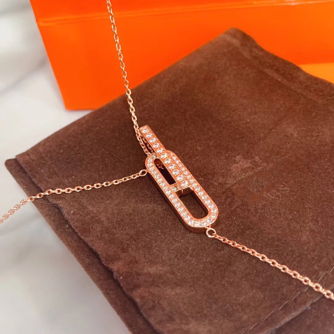 [⭐Sparkve]HM NECKLACE PLATINUM ROSE GOLD DIAMOND