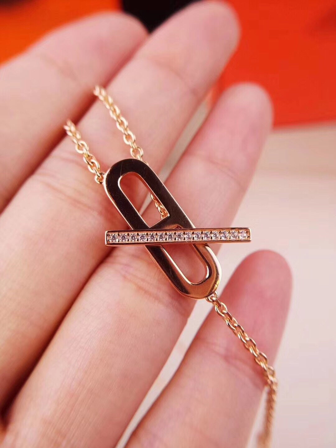 [⭐Sparkve]HM NECKLACE PLATINUM ROSE GOLD DIAMOND