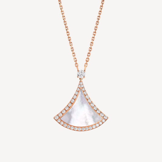 [⭐Sparkve]DREAM MOP DIAMOND PAVED PINK GOLD NECKLACE