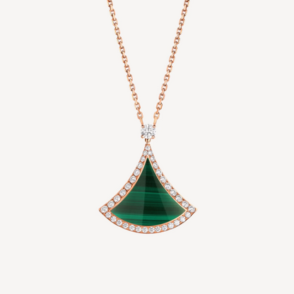 [⭐Sparkve]DREAM MALACHITE DIAMOND PAVED PINK GOLD NECKLACE