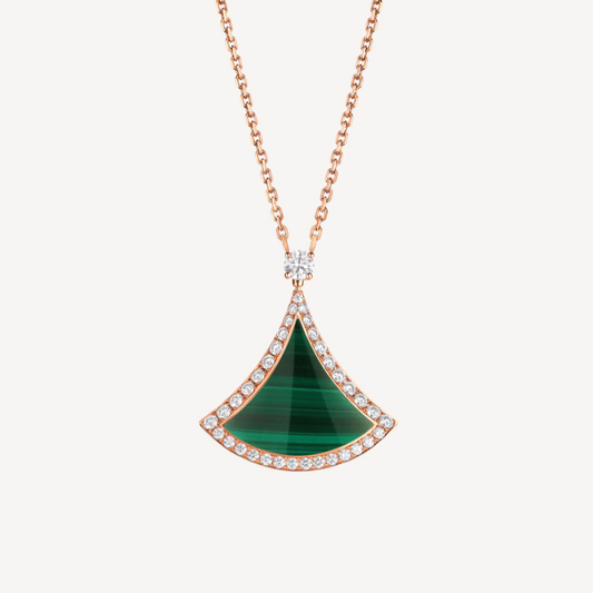 [⭐Sparkve]DREAM MALACHITE DIAMOND PAVED PINK GOLD NECKLACE