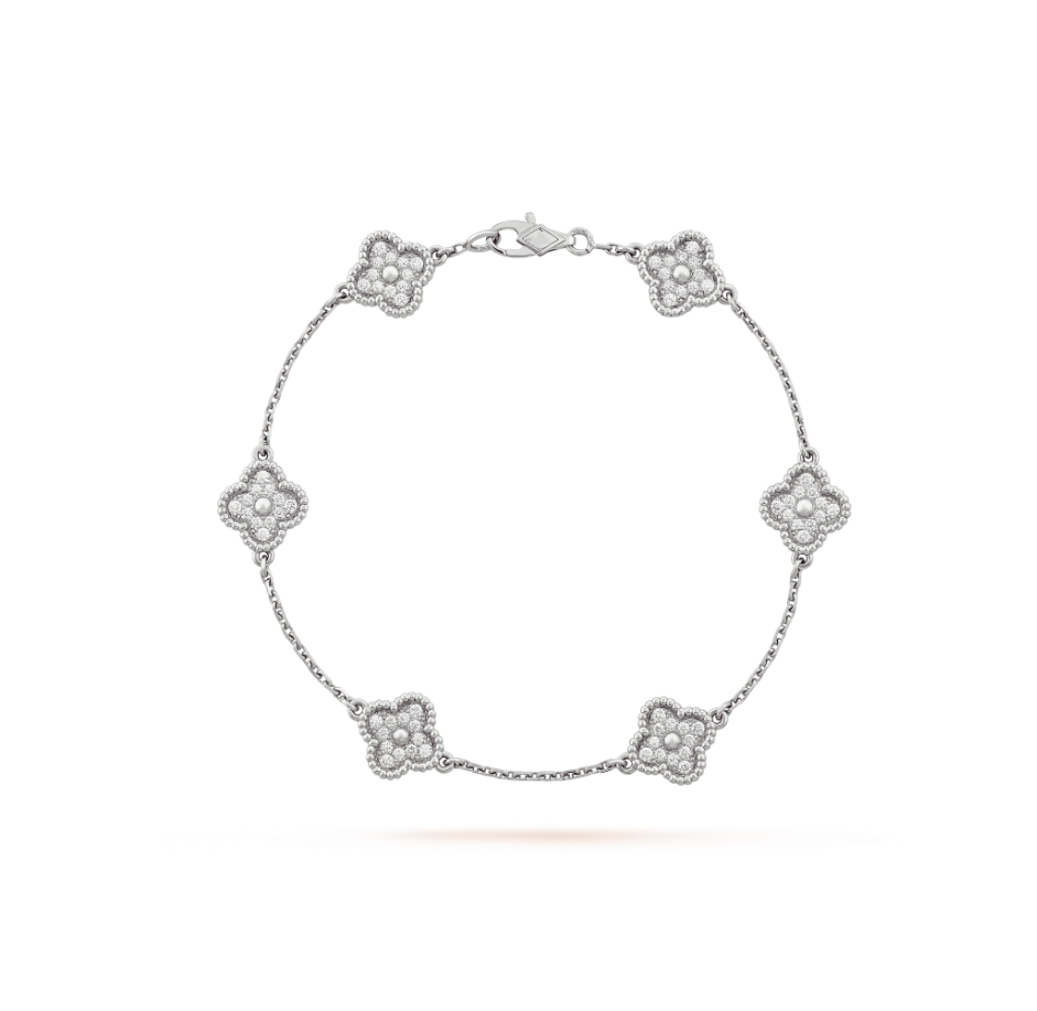 [⭐Sparkve]CLOVER 6 MOTIF SILVER DIAMOND BRACELET