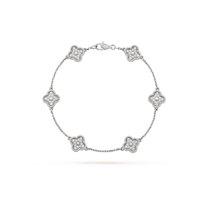 [⭐Sparkve]CLOVER 6 MOTIF SILVER DIAMOND BRACELET