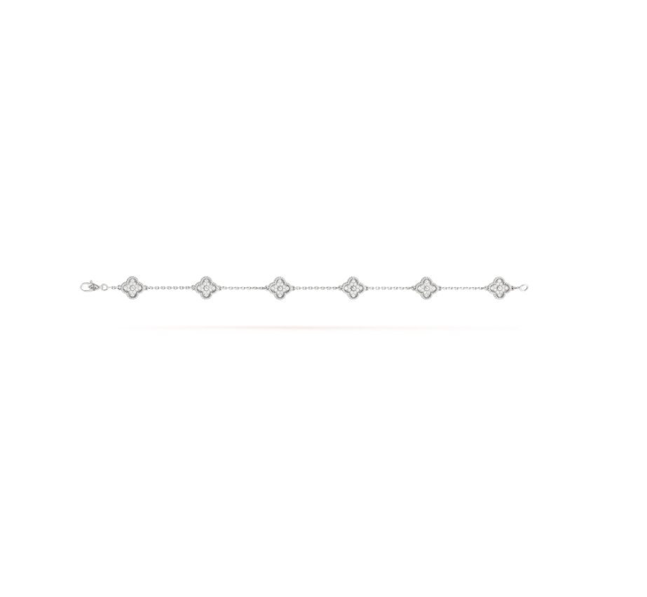 [⭐Sparkve]CLOVER 6 MOTIF SILVER DIAMOND BRACELET
