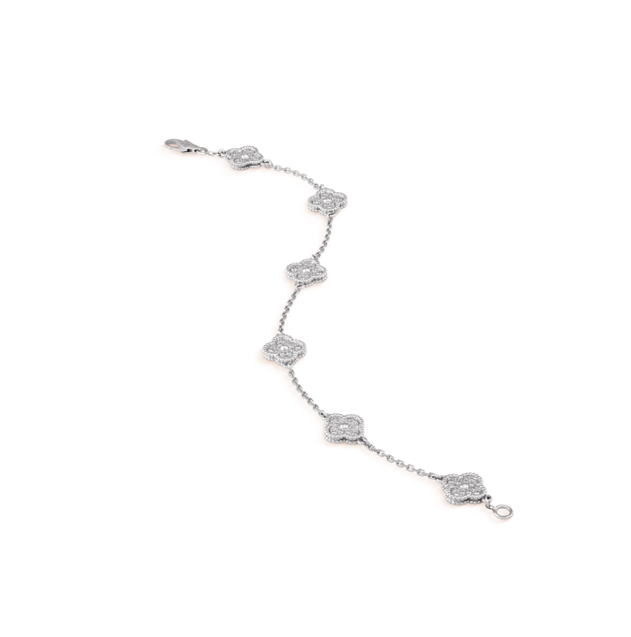 [⭐Sparkve]CLOVER 6 MOTIF SILVER DIAMOND BRACELET