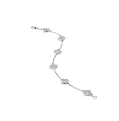 [⭐Sparkve]CLOVER 6 MOTIF SILVER DIAMOND BRACELET