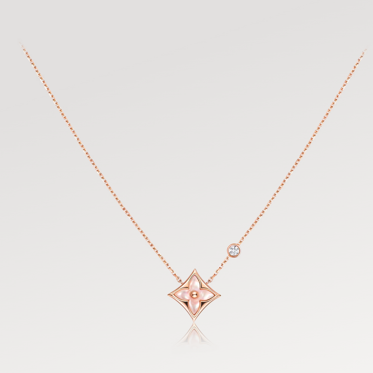 [⭐Sparkve]STAR PINK MOP 1 DIAMOND PINK GOLD NECKLACE