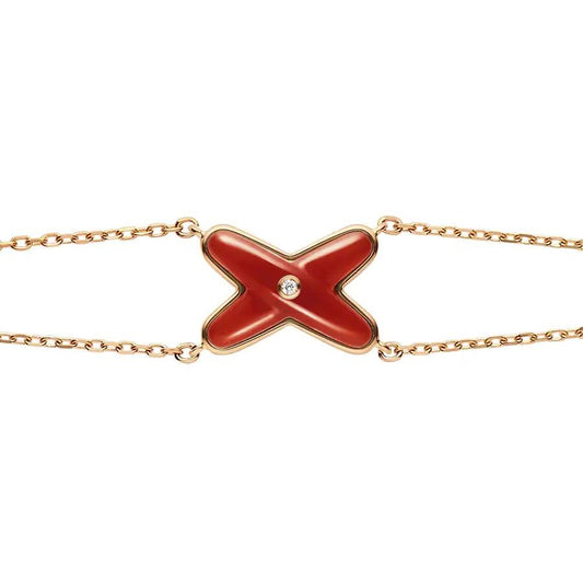 [⭐Sparkve]JEUX BRACELET CARNELIAN PINK GOLD 1 DIAMOND
