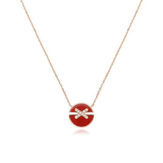 [⭐Sparkve]JEUX DE ROSE GOLD DIAMOND NECKLACE
