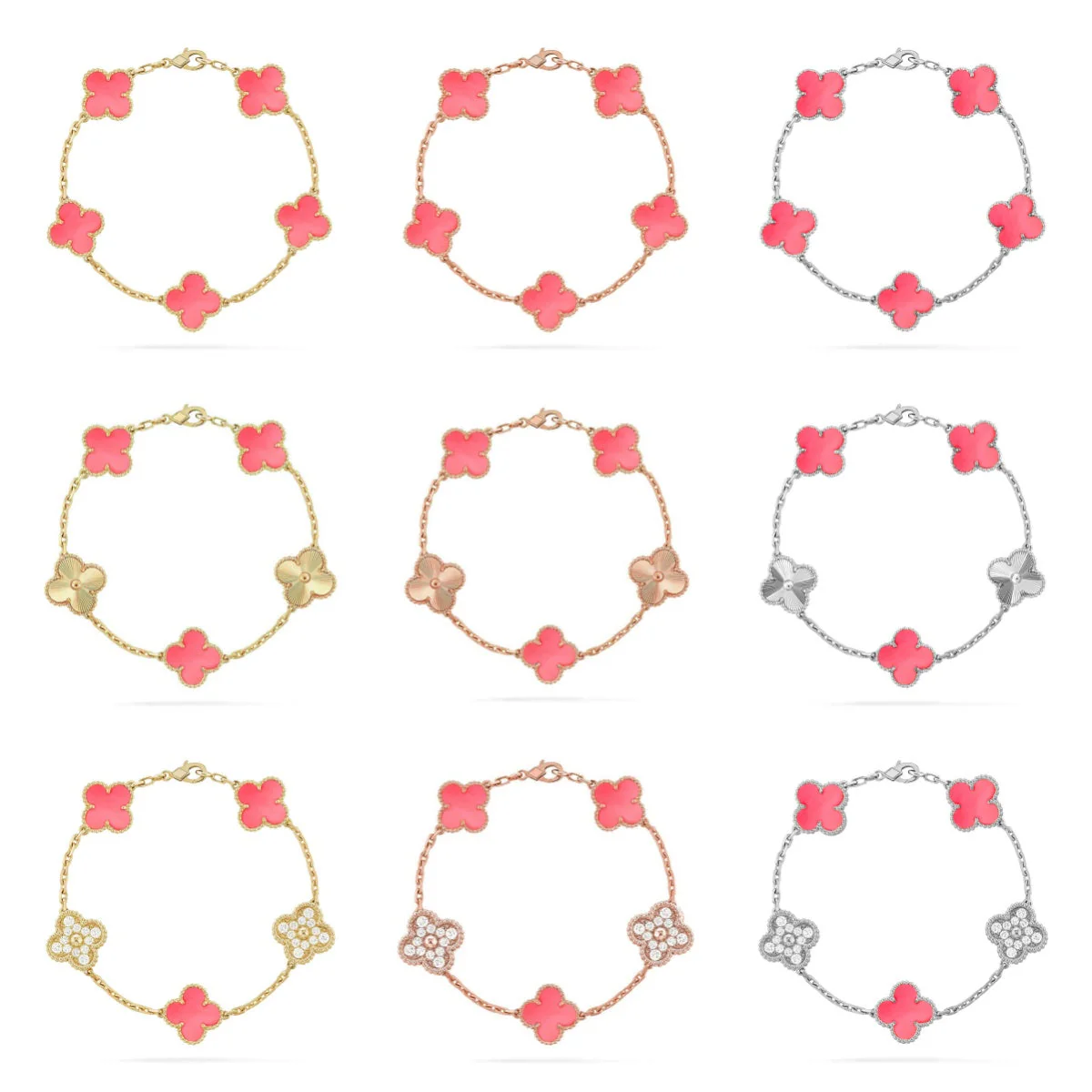 [⭐Sparkve] CLOVER 5 MOTIFS  PINK MOP BRACELET COLLECTION