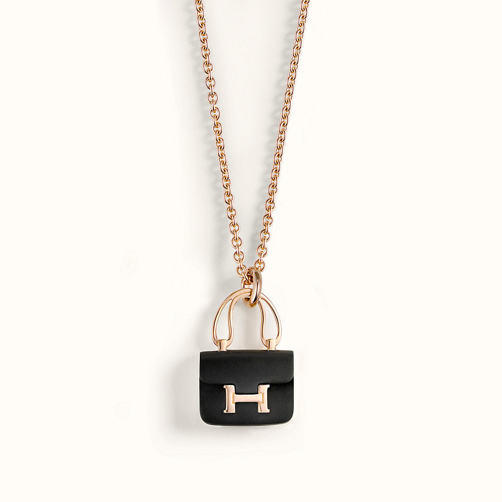 [⭐Sparkve]CONSTANCE BLACK PEDANT PINK GOLD NECKLACE