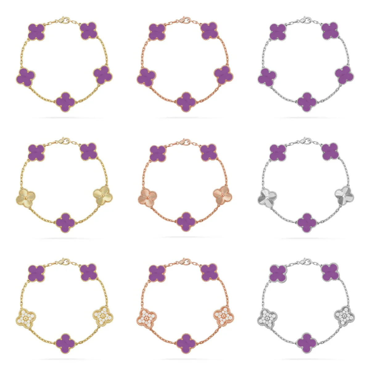 [⭐Sparkve] CLOVER 5 MOTIF VIOLET BRACELET COLLECTION
