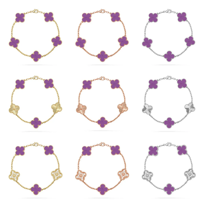 [⭐Sparkve] CLOVER 5 MOTIF VIOLET BRACELET COLLECTION