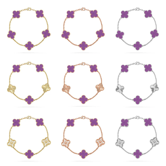 [⭐Sparkve] CLOVER 5 MOTIF VIOLET BRACELET COLLECTION