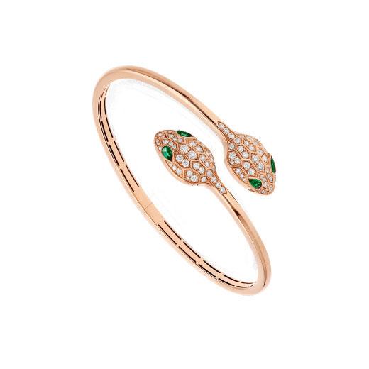 [⭐Sparkve]SERPENTI BRACELET PINK GOLD MALACHITE DIAMOND DOUBLE SNAKE