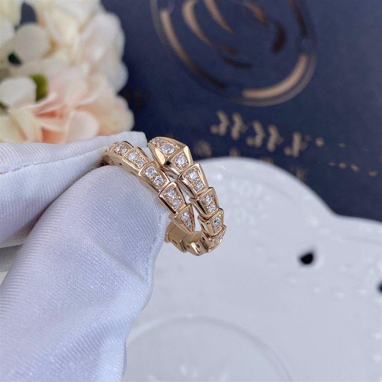 [⭐Sparkve]SERPENTI RING PINK GOLD DIAMOND PAVED 4MM