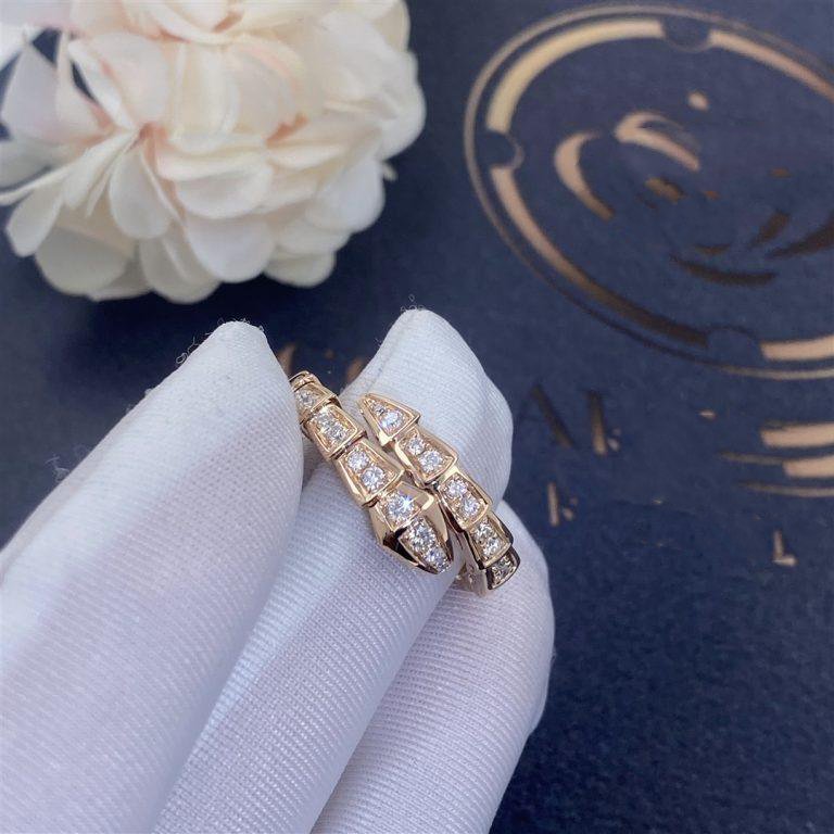 [⭐Sparkve]SERPENTI RING PINK GOLD DIAMOND PAVED 4MM