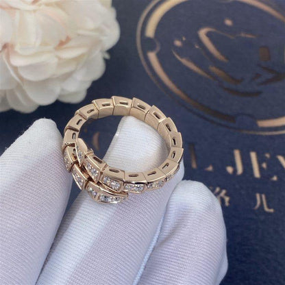 [⭐Sparkve]SERPENTI RING PINK GOLD DIAMOND PAVED 4MM
