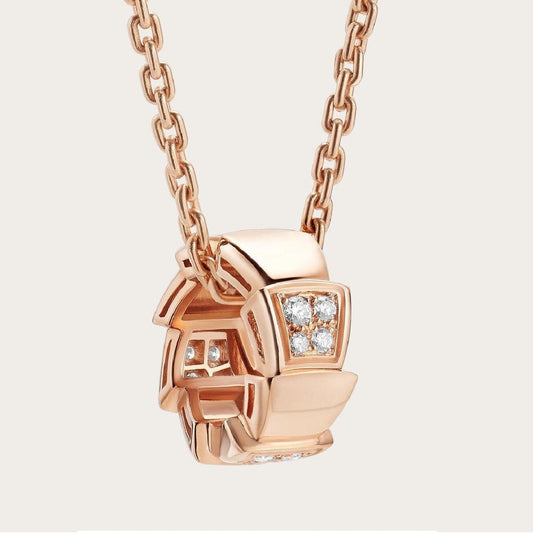 [⭐Sparkve]SERPENTI PEDANT DIAMOND PINK GOLD NECKLACE