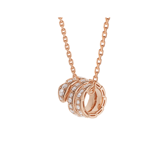 [⭐Sparkve]SERPENTI PINK GOLD NECKLACE DOUBLE RING DIAMOND
