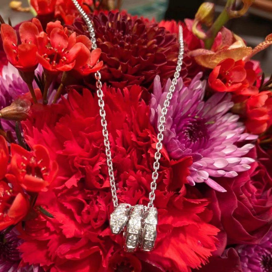 [⭐Sparkve]SERPENTI  NECKLACE DOUBLE RING DIAMOND