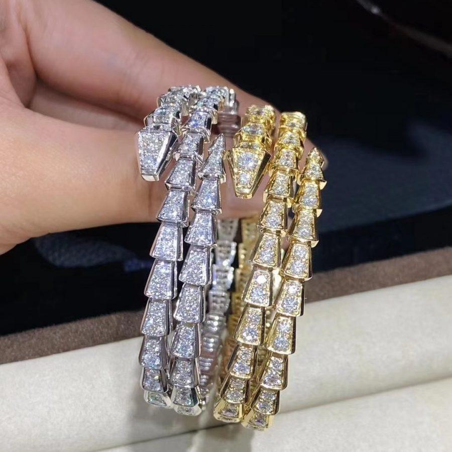 [⭐Sparkve]SERPENTI BRACELET GOLD DIAMOND DOUBLE ROW