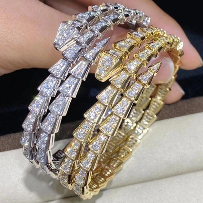 [⭐Sparkve]SERPENTI BRACELET GOLD DIAMOND DOUBLE ROW