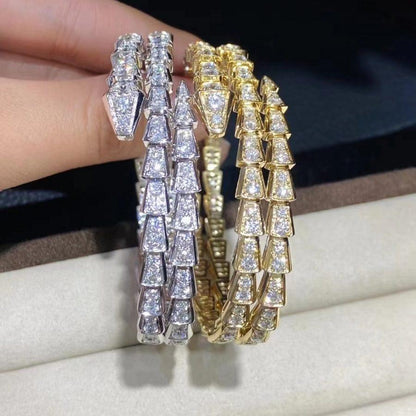 [⭐Sparkve]SERPENTI BRACELET GOLD DIAMOND DOUBLE ROW