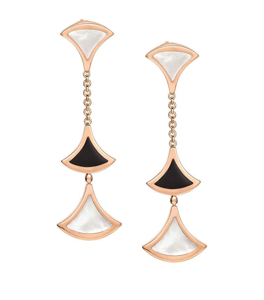 [⭐Sparkve]DREAM EARRINGS 3 MOTIFS ONYX MOP PINK GOLD